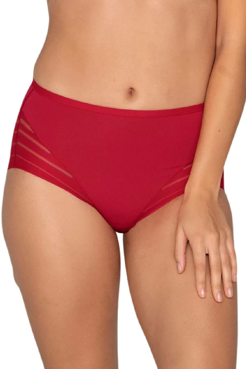 Leonisa Lace Stripe Undetectable Classic Shaper Panty, Red (012903)