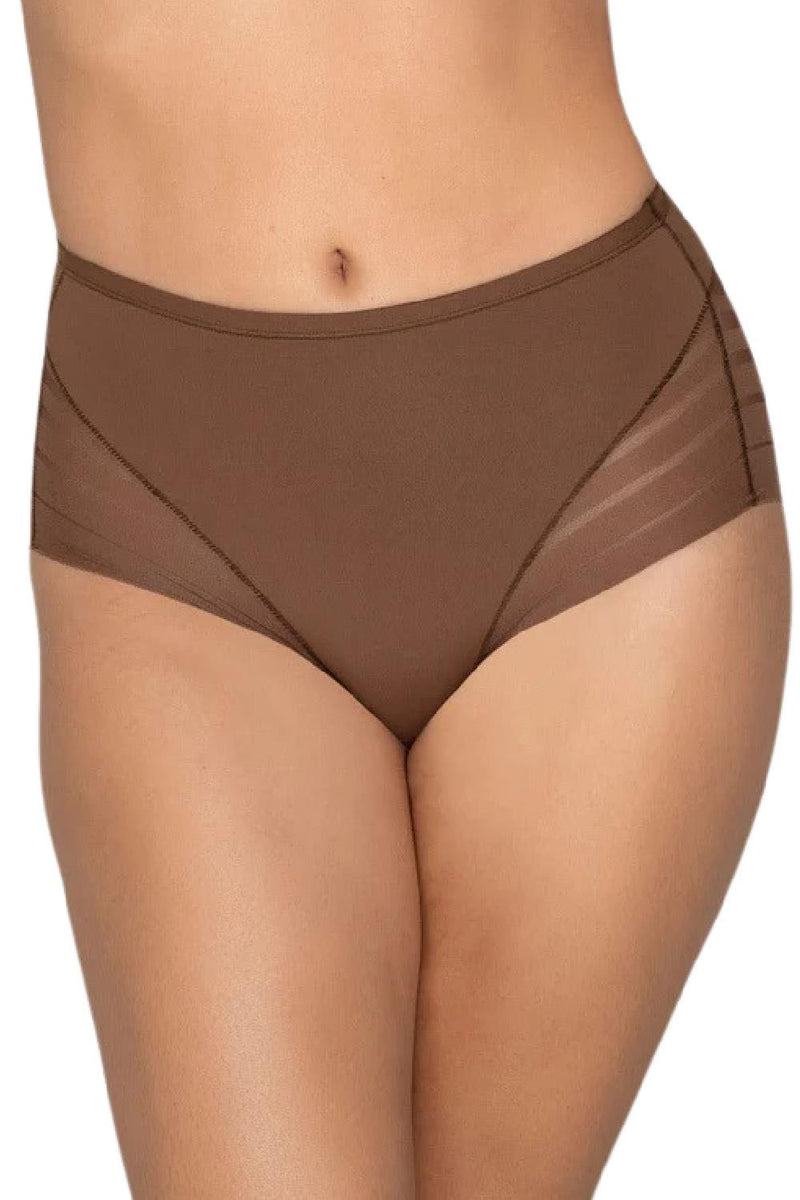Leonisa Lace Stripe Undetectable Classic Shaper Panty, Dark Brown (012903)