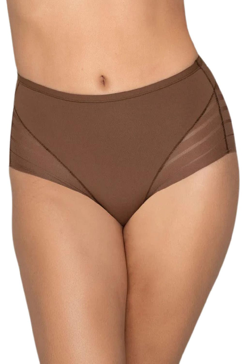 Leonisa Lace Stripe Undetectable Classic Shaper Panty 012903 Dark Brown