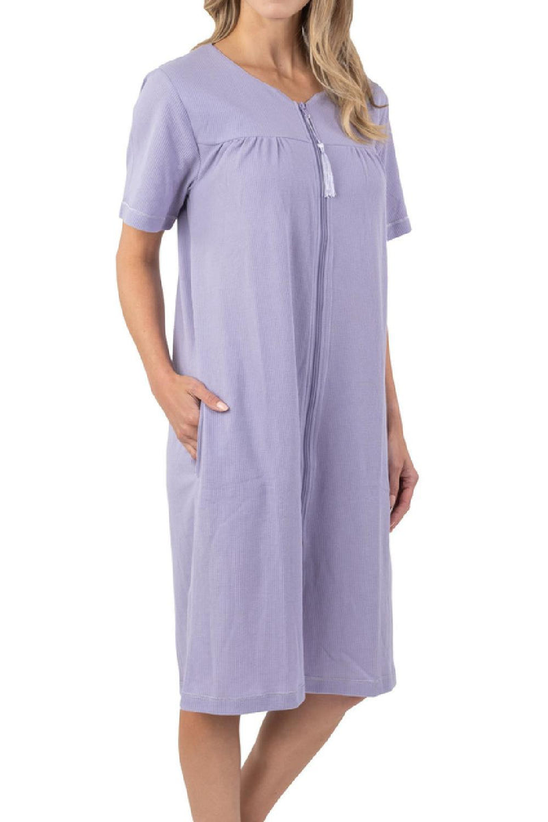 Patricia Waffle Knit 40" Zip Front Robe 986-3C Lavender