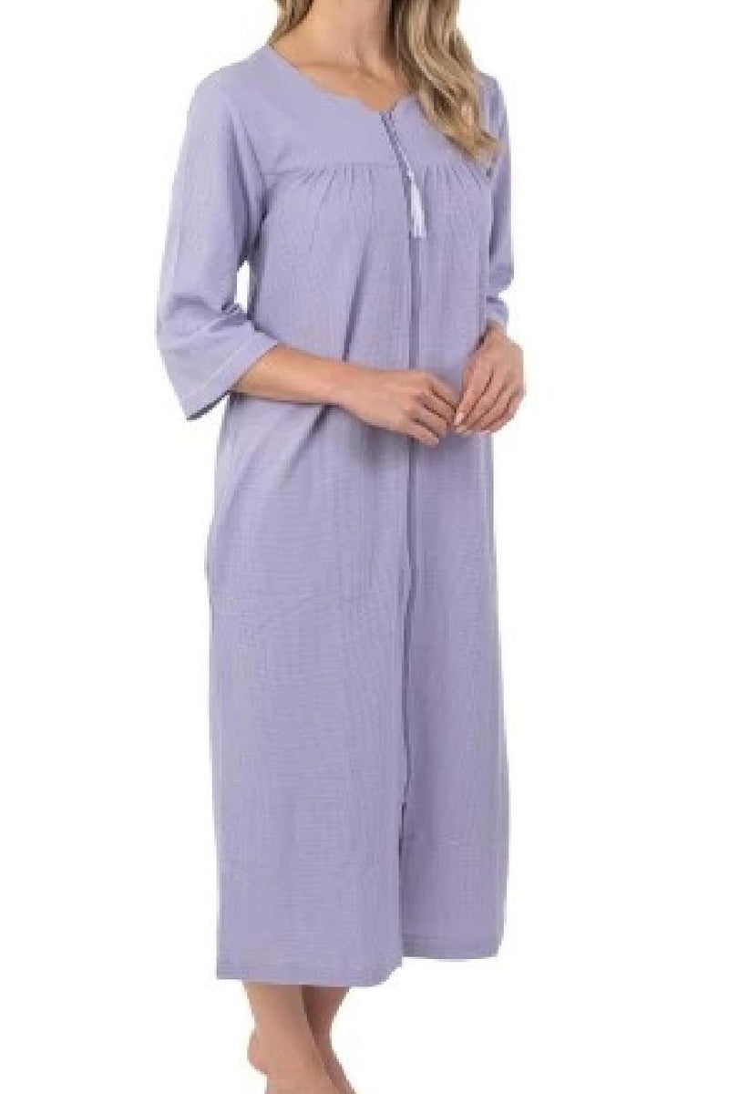 Patricia Waffle Knit 46" Zip Front Robe 986-C Lavender