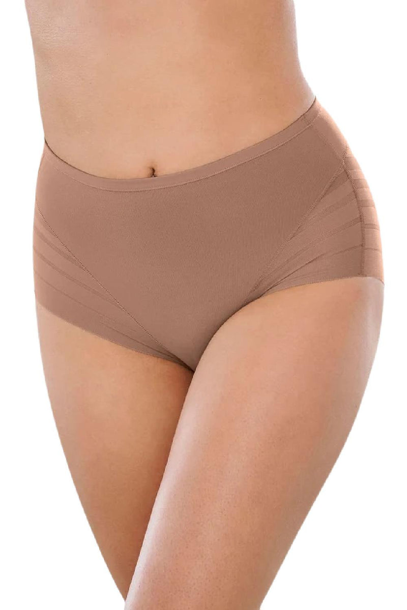 Leonisa Lace Stripe Undetectable Classic Shaper Panty, Brown (012903)