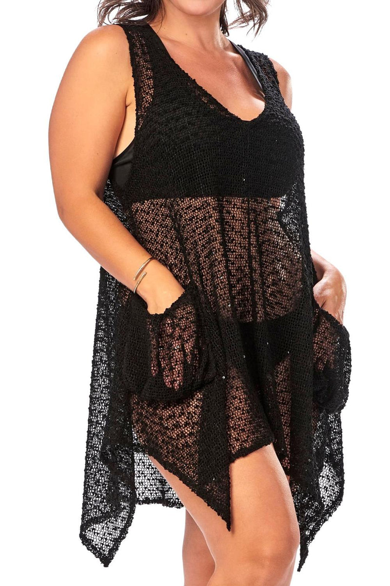 Rapz Mesh Pocket Cover Up, Black Sparkle (4759)