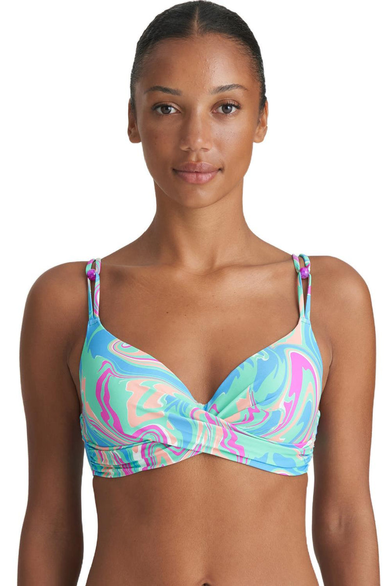 Marie Jo Swim Arubani Padded Plunge Bikini Top, Ocean Swirl ( 1007316 )