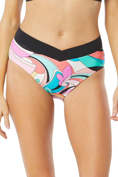 Beach House Saltwater Swirl Letty Crossover Swim Bottom, Multi (H4A581)