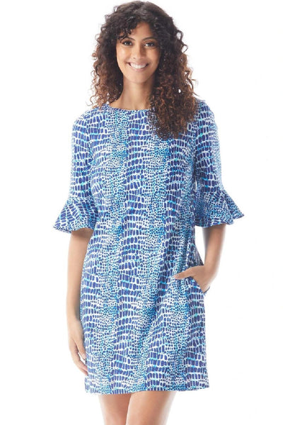 Beach House Style Bella Bell Sleeve Tunic Dress, Indigo (HD10617)