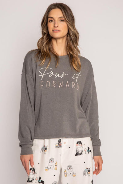 PJ Salvage Flannels Long Sleeve Top, Heather Grey (RKFLLS)