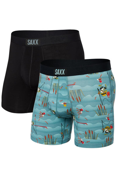 SAXX Ultra Boxer Brief 2 Pack SXPP2U-GFB (Gone Fishing/Black)