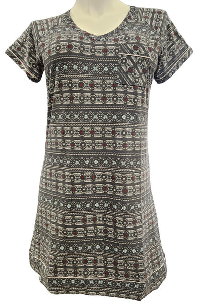 Cool Girl Just Being Me Short Sleeve Sleepshirt, Charcoal Print (C124206)