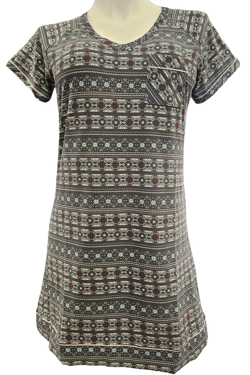 Cool Girl Just Being Me Short Sleeve Sleepshirt, Charcoal Print (C124206)