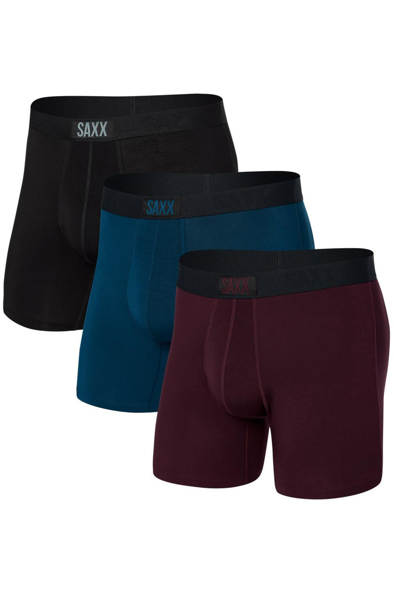 SAXX Vibe Boxer Brief 3 Pack SXPP3V-BPT (Burnt Plum/Teal/Black)