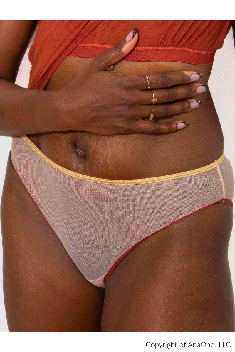 AnaOno Narmda Mesh Keyhole Brief, Terracotta (AO-076)