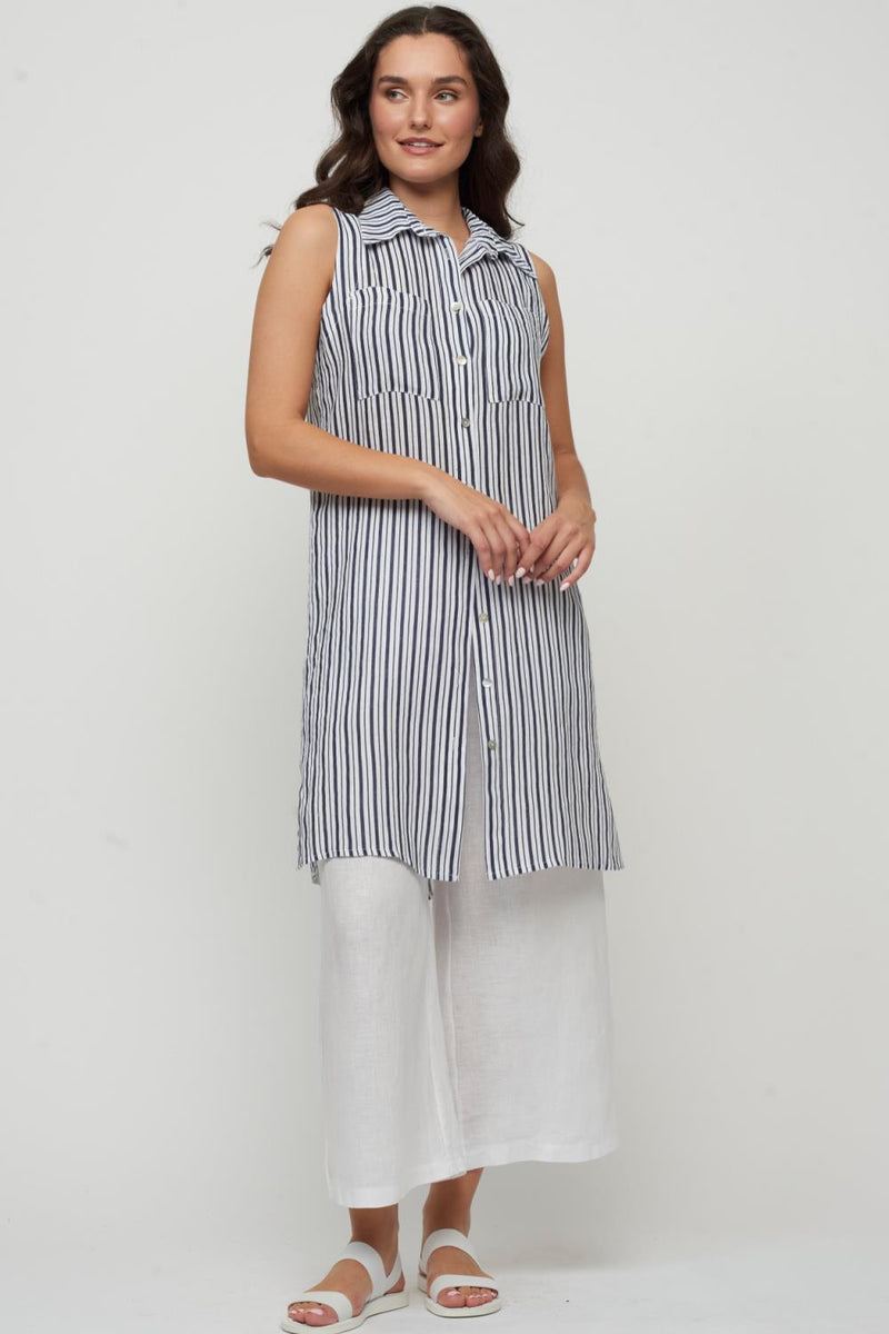 Pistache Sleeveless Collared Button Down Linen Vest/ Dress AR-0116-S