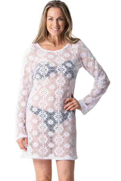 Cover Me Amanda's Cay Long Sleeve Cover-Up, Egg White (24057068)