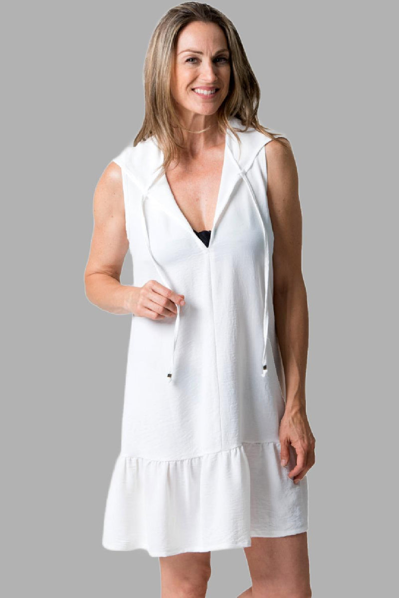 Cover Me Positano Sleeveless Hooded Tunic, Vanilla