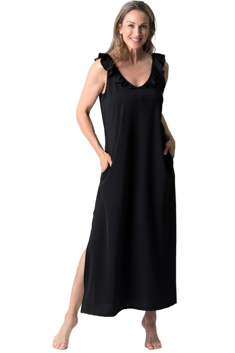 Cover Me Positano Sleeveless V-neck Long Dress, Black