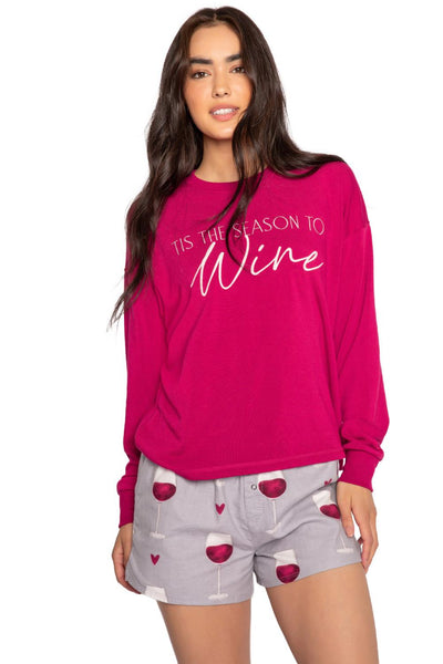 PJ Salvage Flannels Long Sleeve Top, Crimson (RKFLLS)