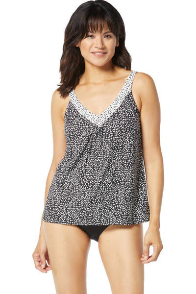 Coco Reef Island Cheetah Core V-Neck Bra Sized Underwire Tankini U7A382