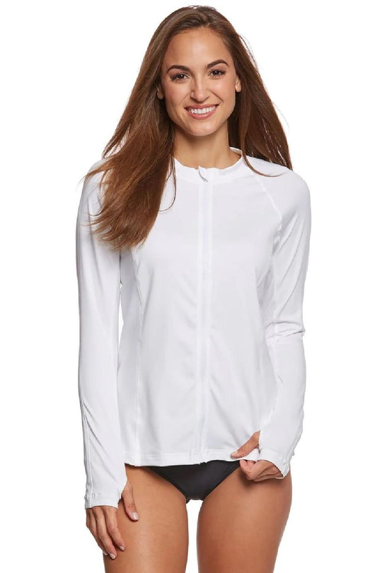 Gabar Long Sleeve Plus Swim Shirt, White (G6C502P)