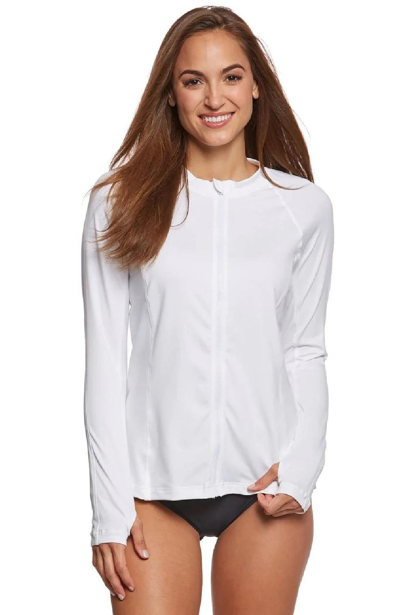 Gabar Long Sleeve Plus Swim Shirt, White (G6C502P)