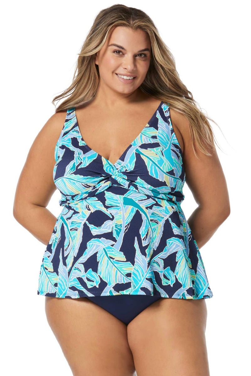 Beach House Women Seaglass Palm Willow Tankini, Admiral (HW2D371)