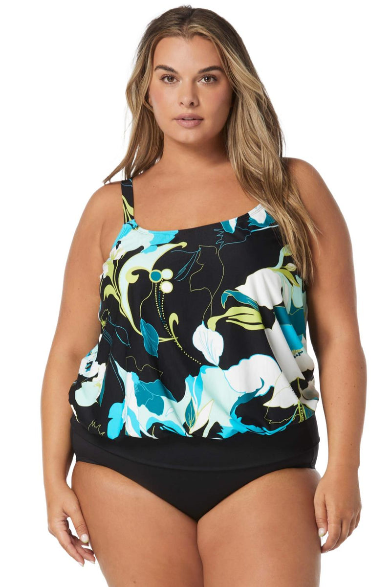 Beach House Women Avalon Floral Sarah Tankini, Black (HW6C120)