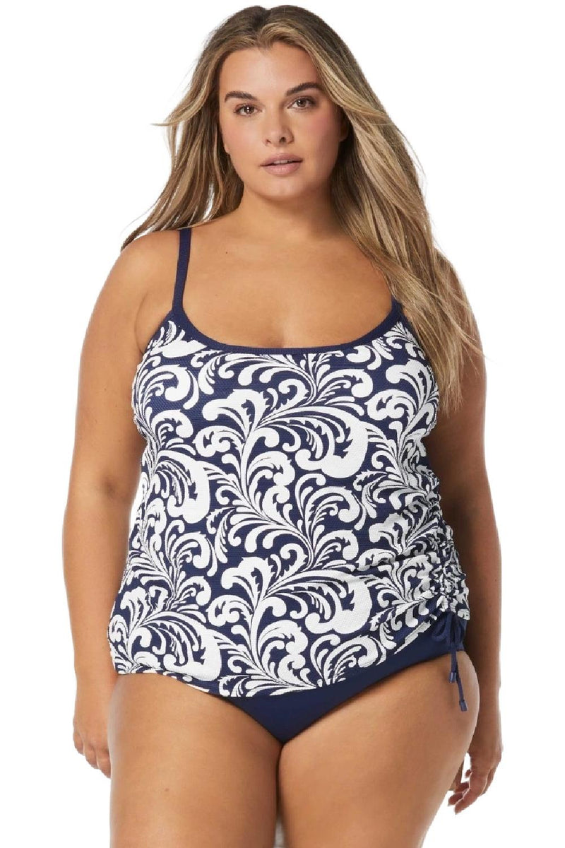 Beach House Plus Swim Sea Spray Bridget Textured Tankini Top, Admiral (HW1D382)