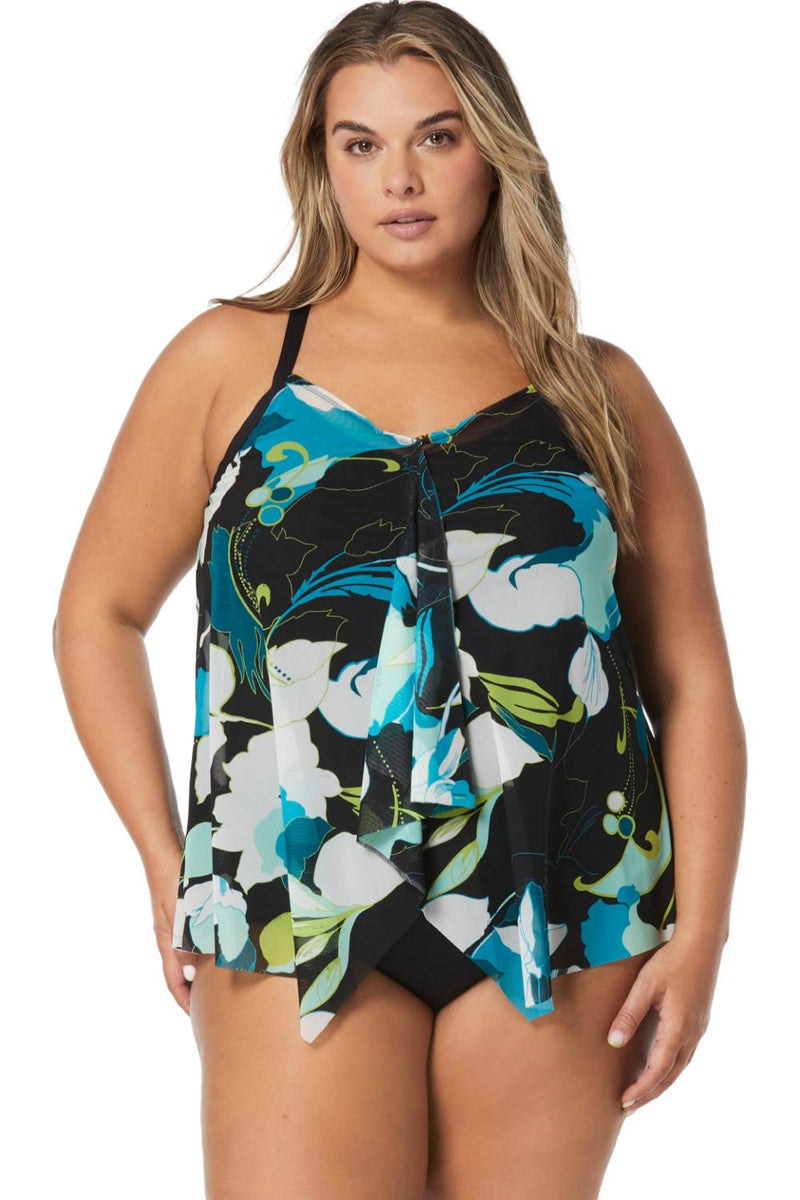 Beach House Women Avalon Floral Kerry Tankini, Black (HW6C355)