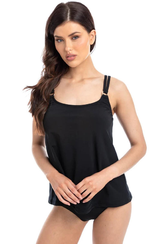 Togs Black Chlorine Resistant Scoop Tankini Set, Black PB27TH