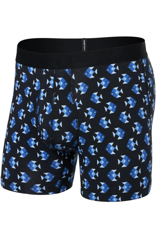 SAXX Droptemp Cool Cotton Boxer Brief SXBB44-AQU (Aquatic Check-Black)