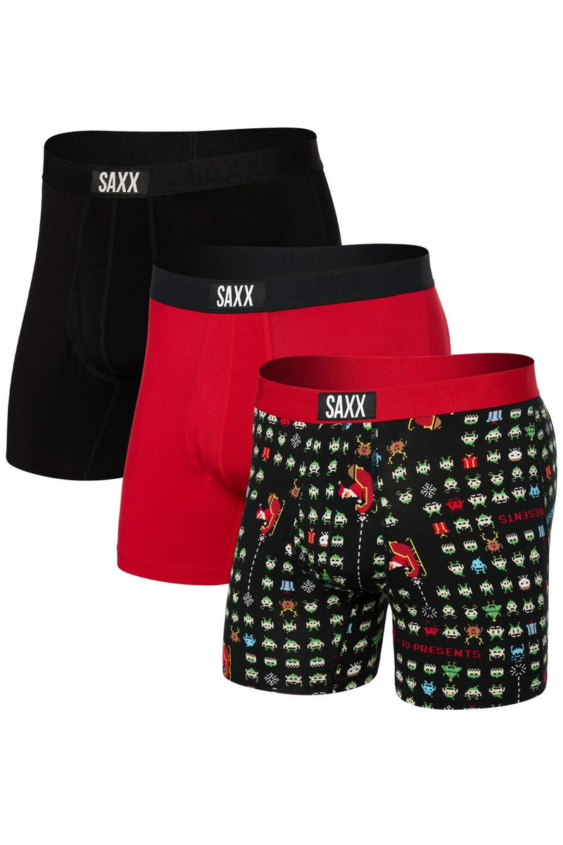 SAXX Ultra Boxer 3 Pack SXPP3U-SIC (Sleigh Invaders /Chery/ Black)
