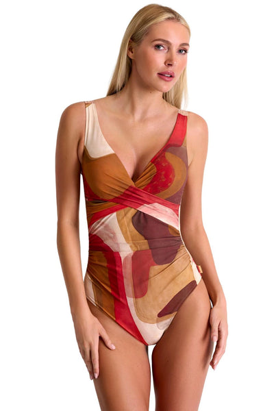 Shan Classic One Piece V-neck Swimsuit, Sunset (42510-02)
