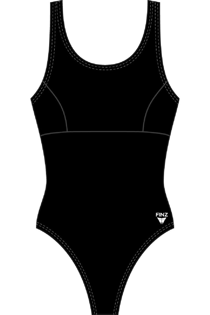 Finz Chlorine Resistant Cross-Over Back Tank Swimsuit FZW9405 Black