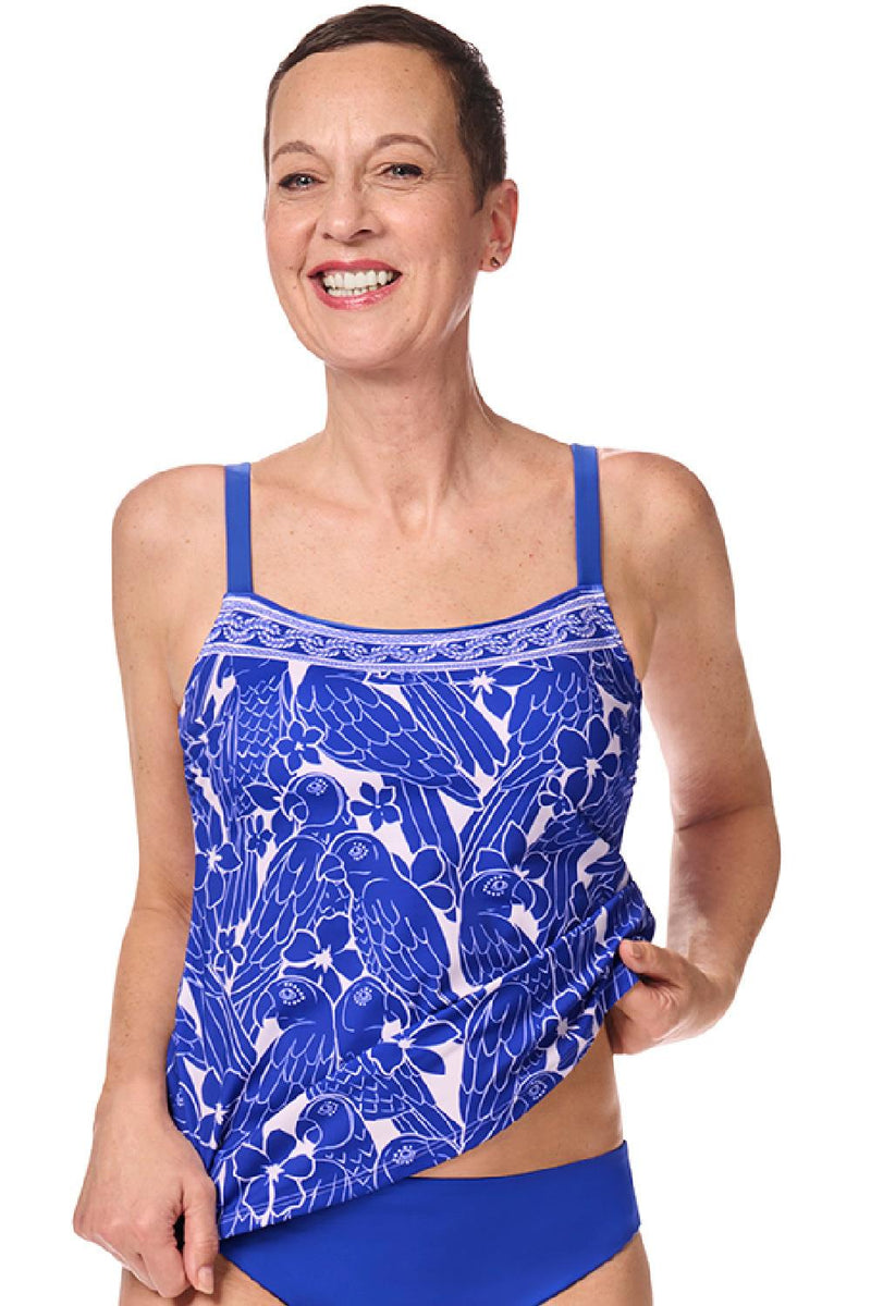 Amoena Azores Mastectomy A-Line Tankini Top, Royal Blue/White (71759)