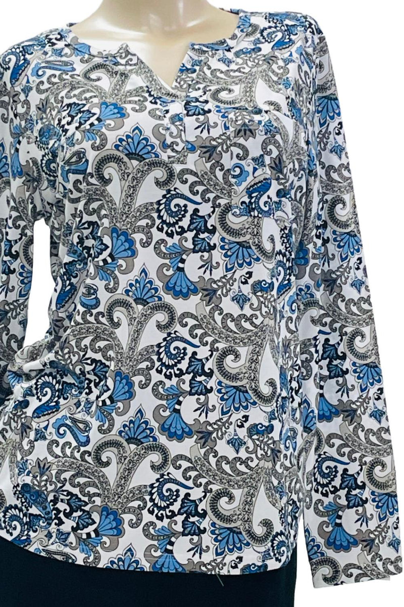 Cool Girl Midnight Majesty Long Sleeve Top, Paisley Print (C325102)