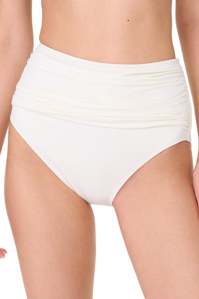 Kate Spade Swim Shirred High-waist Bikini Bottom, Cream (S7C372)