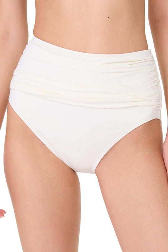 Kate Spade Swim Shirred High-waist Bikini Bottom, Cream (S7C372)