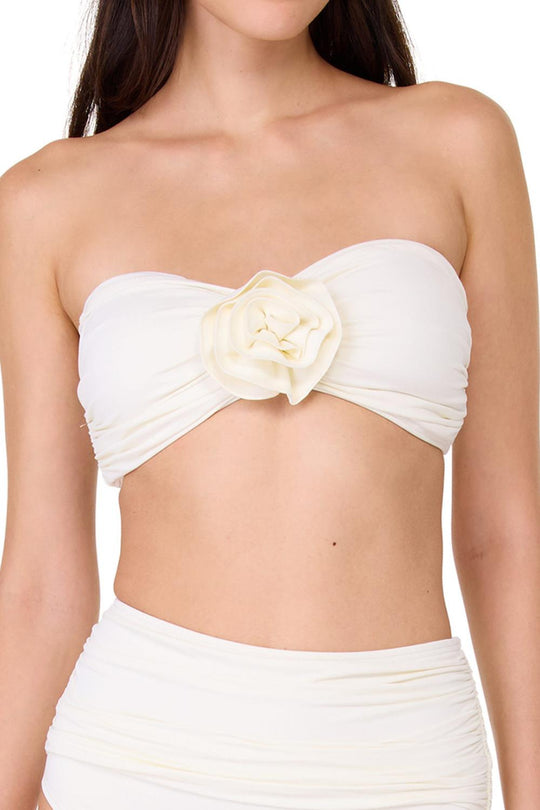 Kate Spade Swim Rosette Bandeau Top, Cream (S7C456)