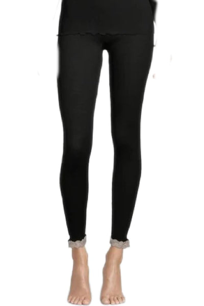 Oscalito Tubular Leggings with Lace, Black & Skin (3419)