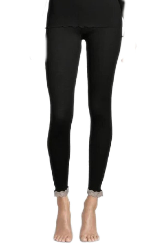 Oscalito Tubular Leggings with Lace, Black & Skin (3419)