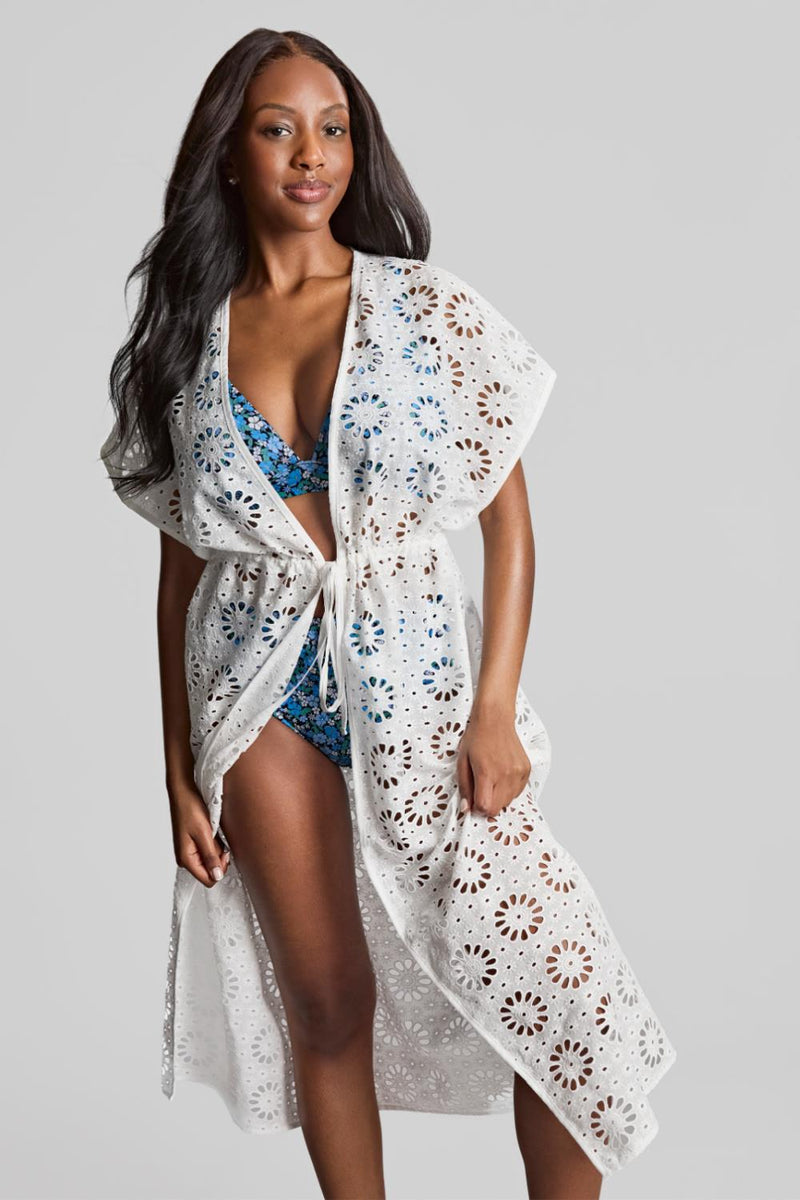 Panache Swim Lily Long Kaftan, White (SW1995)