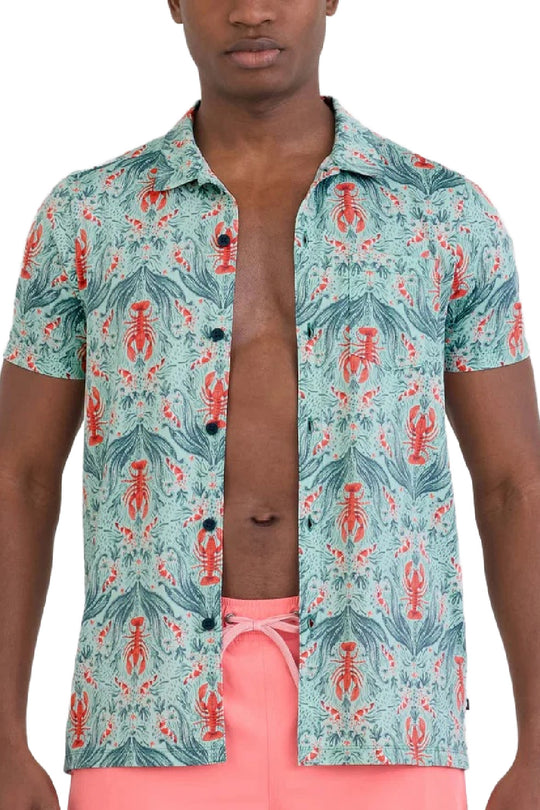 SAXX DropTemp® Dry UPF Performance Resort Polo, Lobster Flourish-Min (SXRP40-LFM)