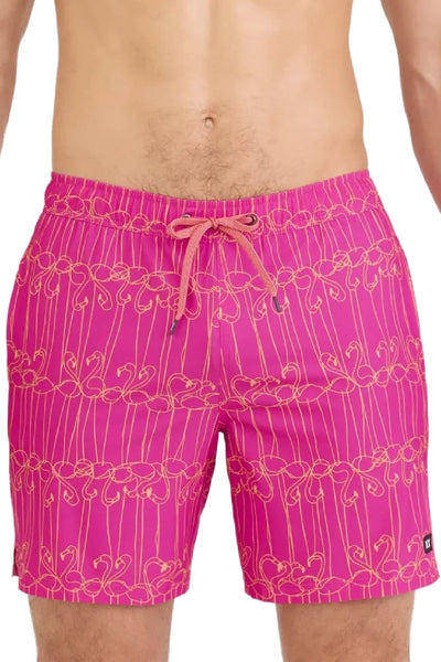 SAXX Oh Buoy 7" Swim Shorts SXSW04L-FIF (Flamingo Ink-Fuchsia)
