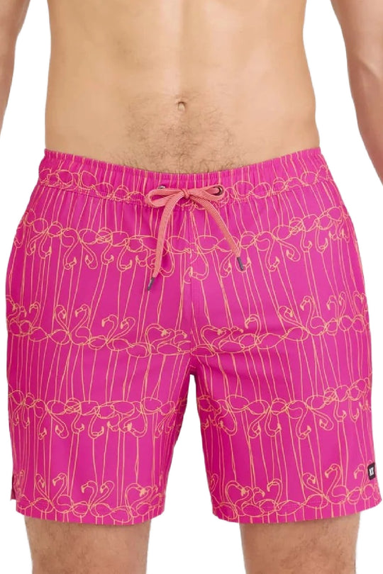 SAXX Oh Buoy 7" Swim Shorts SXSW04L-FIF (Flamingo Ink-Fuchsia)