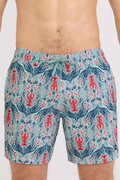 SAXX Oh Buoy 7" Swim Shorts SXSW04L-LFM (Lobster Flourish-Mint)