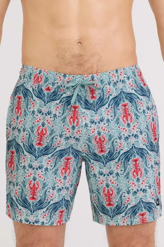 SAXX Oh Buoy 7" Swim Shorts SXSW04L-LFM (Lobster Flourish-Mint)