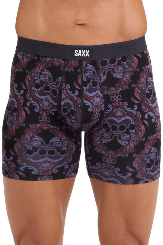 SAXX Vibe Dropstop Xtra Boxer Brief SXVX24F-SKL (Skull Brocade-Black)