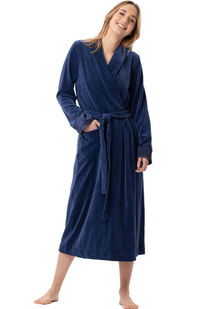Le Chat Essentiel Velvet Crossed Dressing Gown, Prusse (H67A)