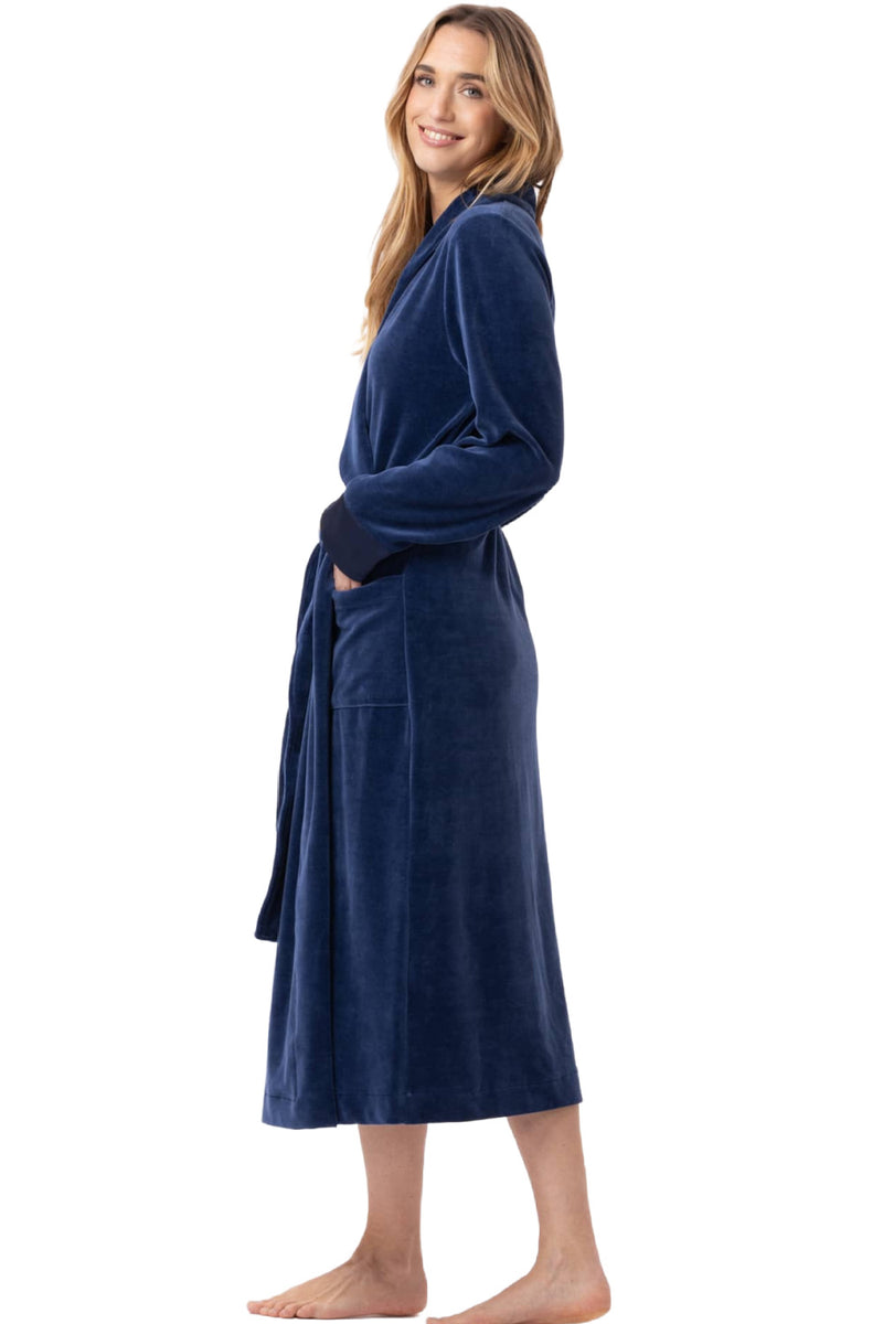 Le Chat Essentiel Velvet Crossed Dressing Gown, Prusse (H67A)