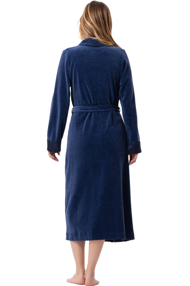 Le Chat Essentiel Velvet Crossed Dressing Gown, Prusse (H67A)